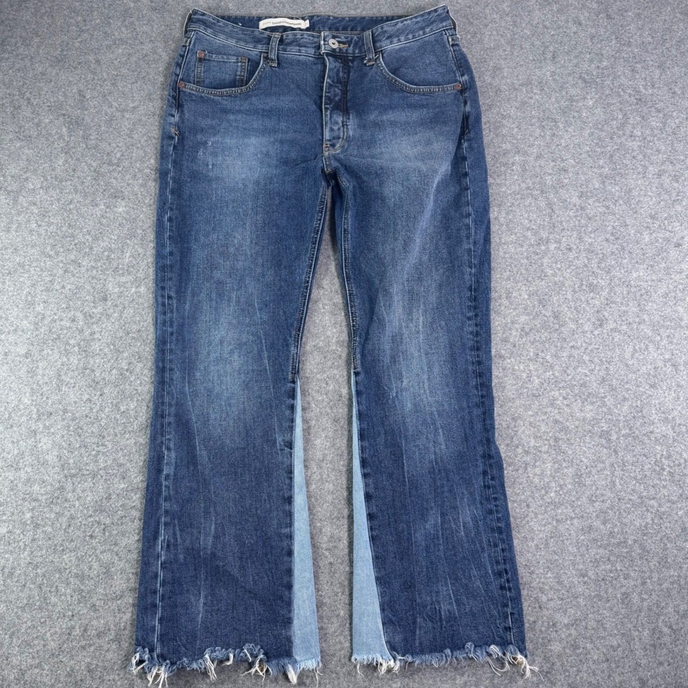 Pilcro and the Letterpress Anthropologie Two Tone Frayed Hem Jeans Blue 32